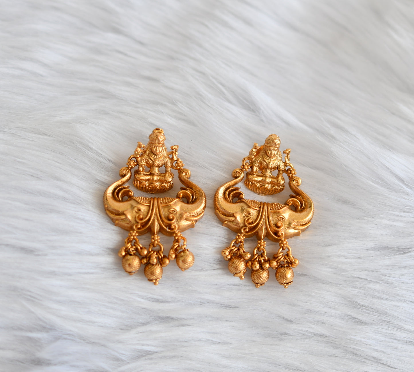 Matte finish Lakshmi-Elephant earrings dj-39103