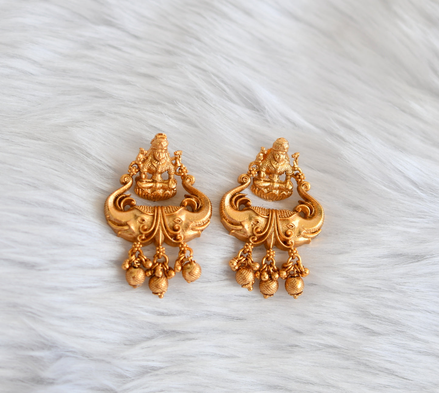 Matte finish Lakshmi-Elephant earrings dj-39103