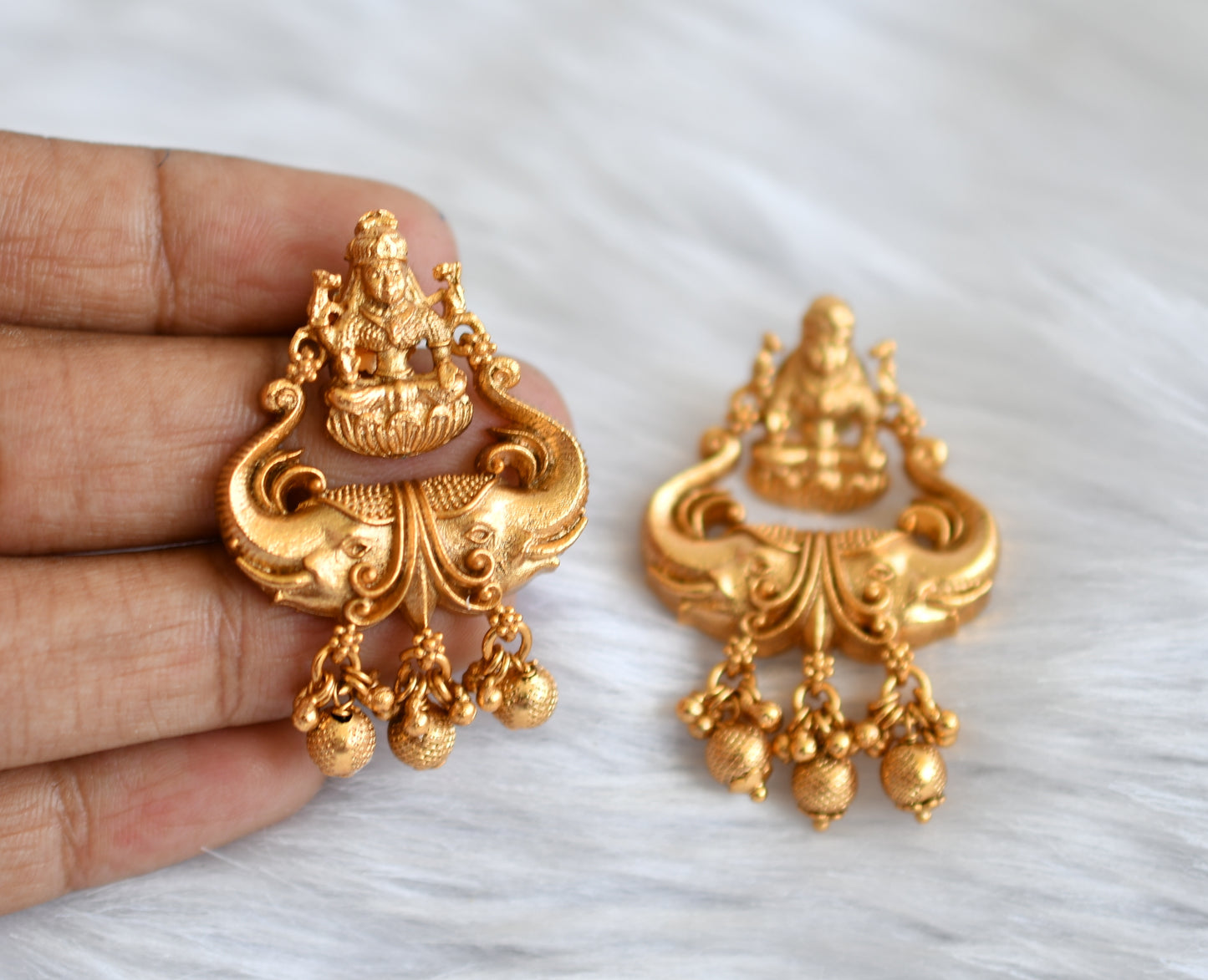 Matte finish Lakshmi-Elephant earrings dj-39103