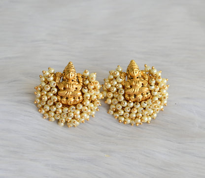 Matte finish Lakshmi pearl cluster earrings dj-41888