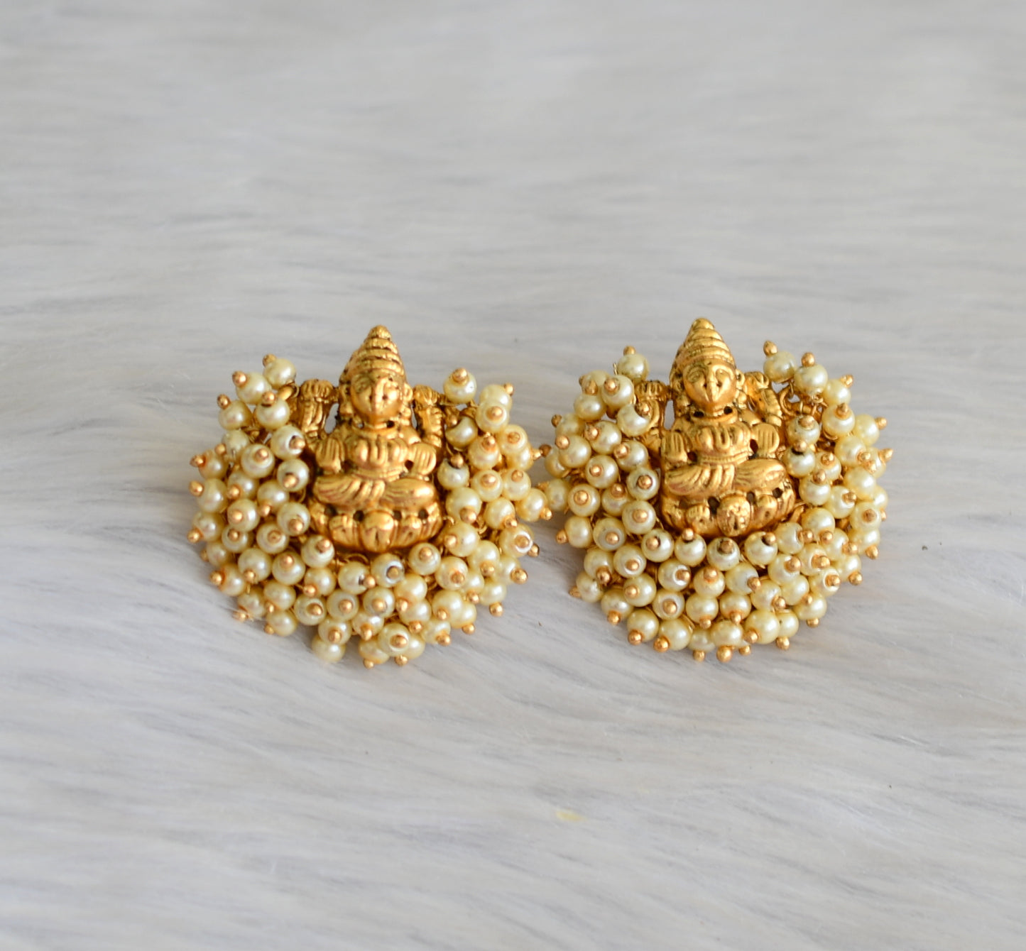 Matte finish Lakshmi pearl cluster earrings dj-41888