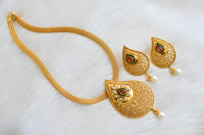 Antique gold tone pearl mango necklace set dj-13557