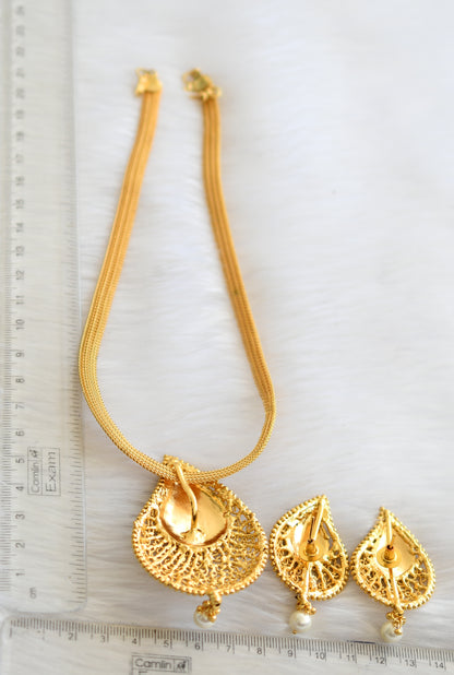 Antique gold tone pearl mango necklace set dj-13557