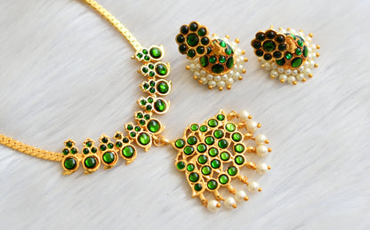 Gold tone green temple mango necklace set dj-18165