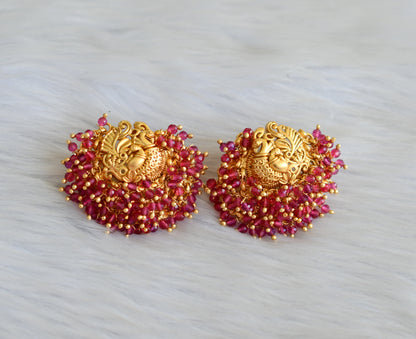 Matte finish swan ruby cluster earrings dj-41881