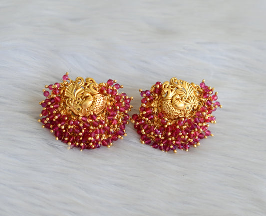 Matte finish swan ruby cluster earrings dj-41881