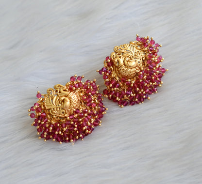 Matte finish swan ruby cluster earrings dj-41881