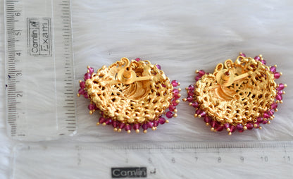 Matte finish swan ruby cluster earrings dj-41881