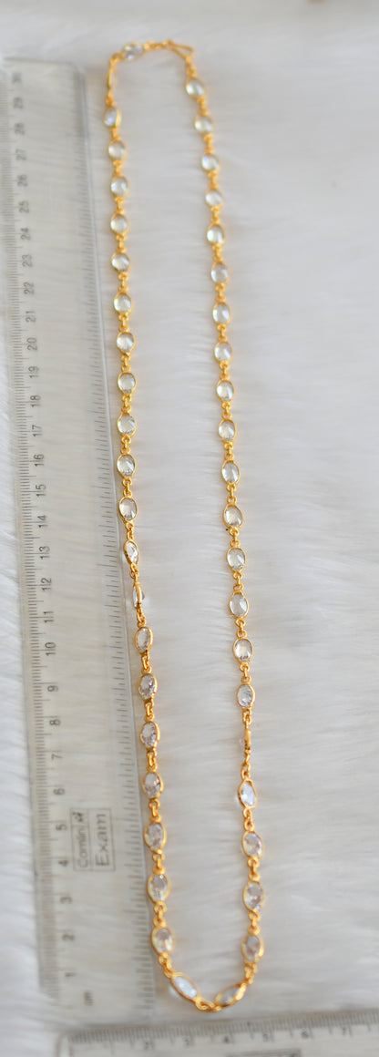 Gold tone 24 inches White stone chain dj-33837