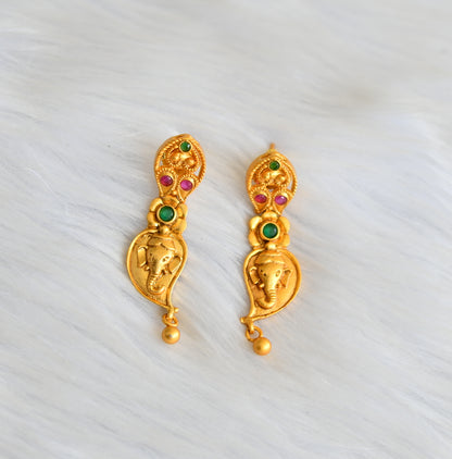 Matte finish ruby-emerald Ganesha hasli necklace set dj-09393