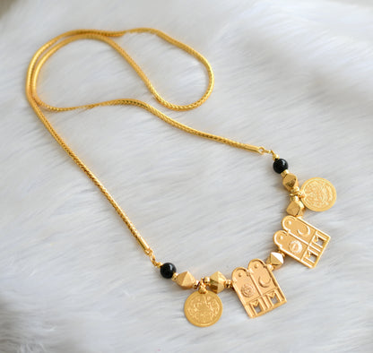 Gold tone black beads Lakshmi coin sun-moon mangalyam dj-40539