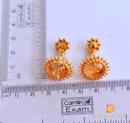 Gold tone AD stone small screw back jhumkka