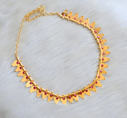 Gold tone pink stone thali kootam necklace dj-35248