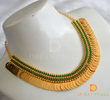 Gold tone green Lakshmi coin haar dj-38276