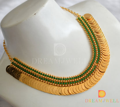Gold tone green Lakshmi coin haar dj-38276