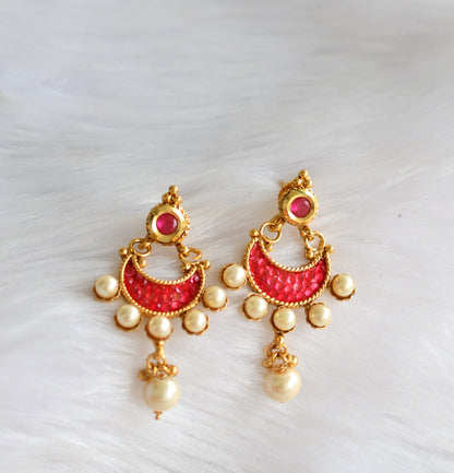 Gold plated pink-green-red transparent necklace set dj-39759