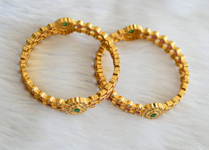 Gold tone cz kemp-green bangles(2.6) dj-33693