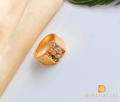 Gold tone multi color men’s finger ring dj-36028