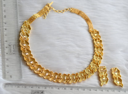 Gold tone cz white necklace set dj-39768