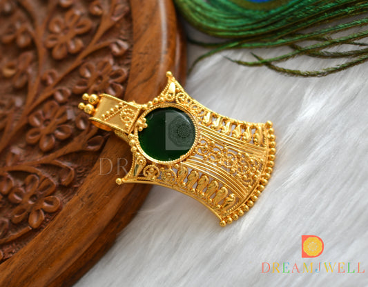 Gold tone round green Kerala style pendant dj-37505