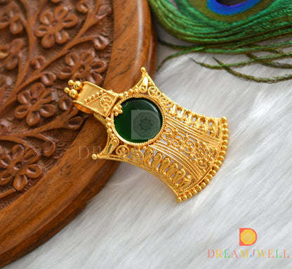 Gold tone round green Kerala style pendant dj-37505