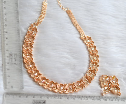 Rose gold tone cz white necklace set dj-39769