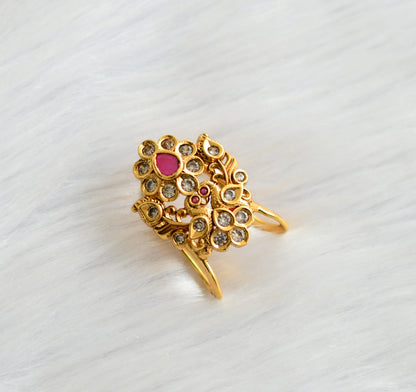 Matte finish ruby-white peacock vanki finger ring dj-40575