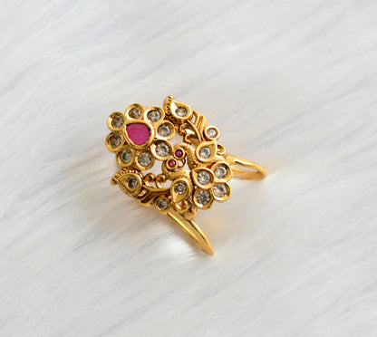 Matte finish ruby-white peacock vanki finger ring dj-40575