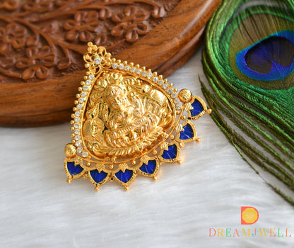 Gold tone Palakka blue Lakshmi Kerala style pendant dj-37517