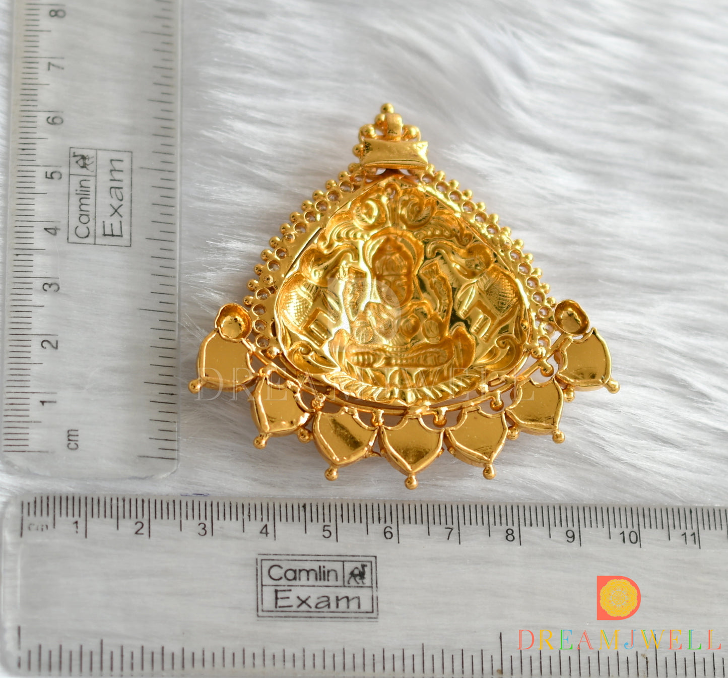 Gold tone Palakka blue Lakshmi Kerala style pendant dj-37517