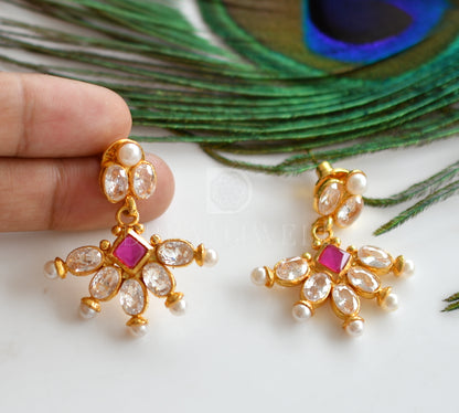 Gold Tone Polki Ruby Necklace Set dj-12638