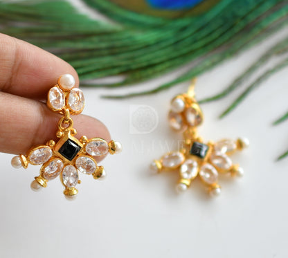 Gold Tone Polki-black Necklace Set dj-12637