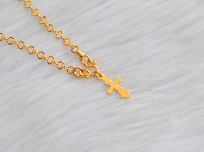 Gold tone cross Christian small pendant with chain dj-41898