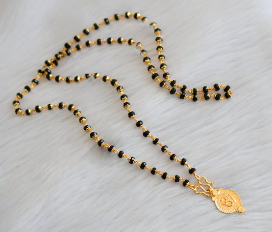 Gold tone black/karimani chain with 'om' Pendant dj-41901