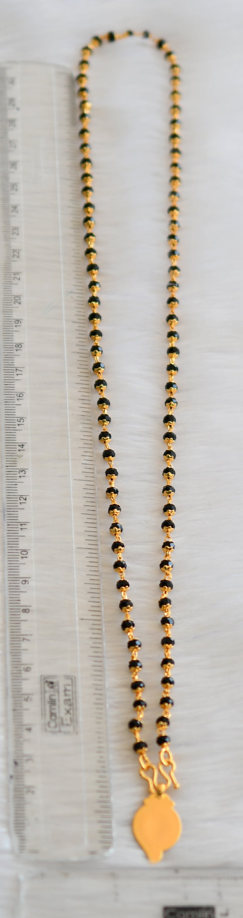 Gold tone black/karimani chain with 'om' Pendant dj-41901