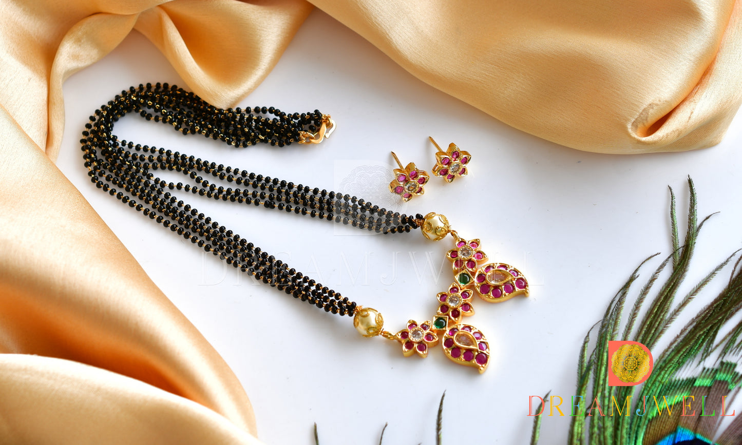 Gold tone kemp-green mango designer mangalsutra set dj-34309