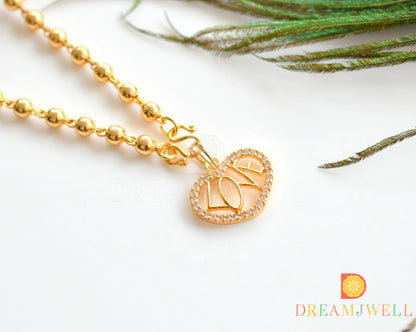 Gold tone heart pendant with chain dj-36739