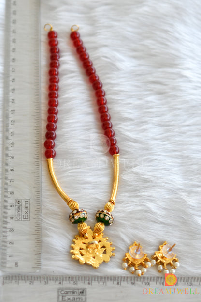 Gold tone kemp-green beaded necklace set dj-15786