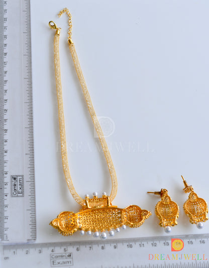 Gold tone cz White Necklace Set dj-29535