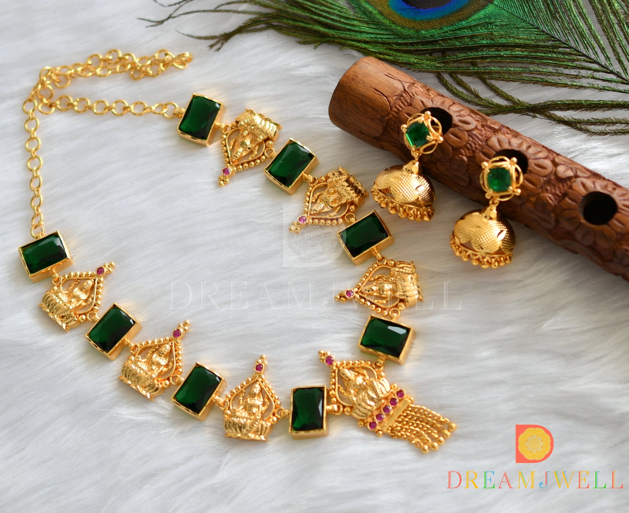 Gold Necklace With Green Stone | Shop Online | MYER