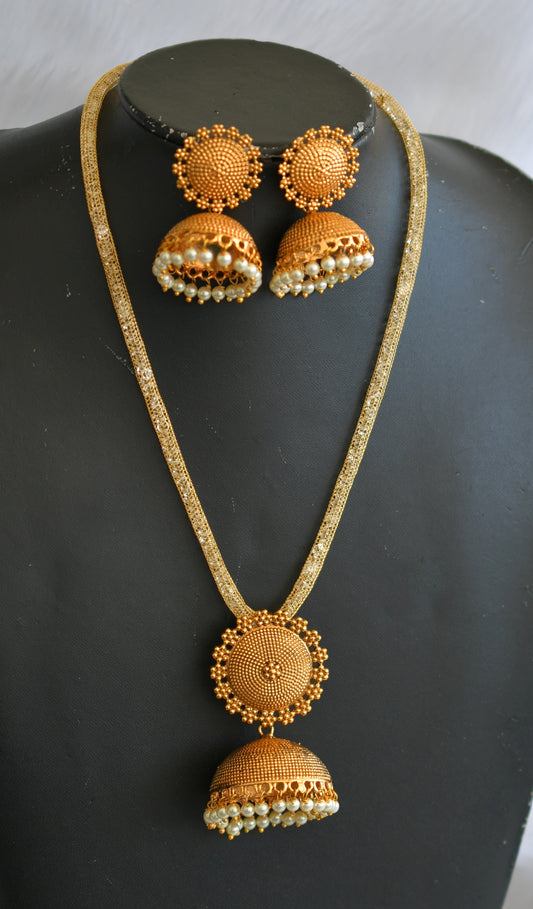 Antique gold tone Jhumkka Pendant Necklace Set dj-03676