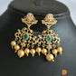 Gold tone cz-green pearl necklace set dj-01669