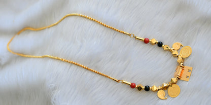 Gold tone black coral white-ruby mango Lakshmi coin Sokkar-Meenakshi mangalyam dj-40603