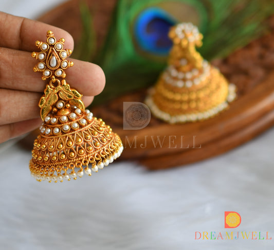 Antique pearl peacock Jhumkkas dj-01698