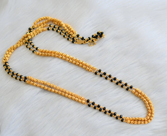 Gold tone 30 inches black/karimani beads double layer chain dj-41905