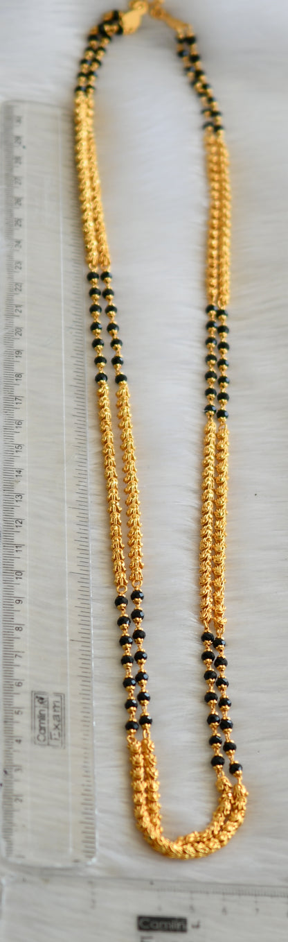 Gold tone 30 inches black/karimani beads double layer chain dj-41905