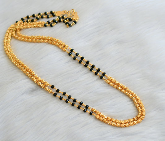 Gold tone black karimani beads double layer chain dj-41904