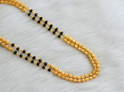 Gold tone black karimani beads double layer chain dj-41904
