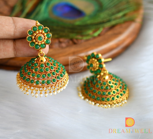 Antique royal green Jhumkkas dj-01702