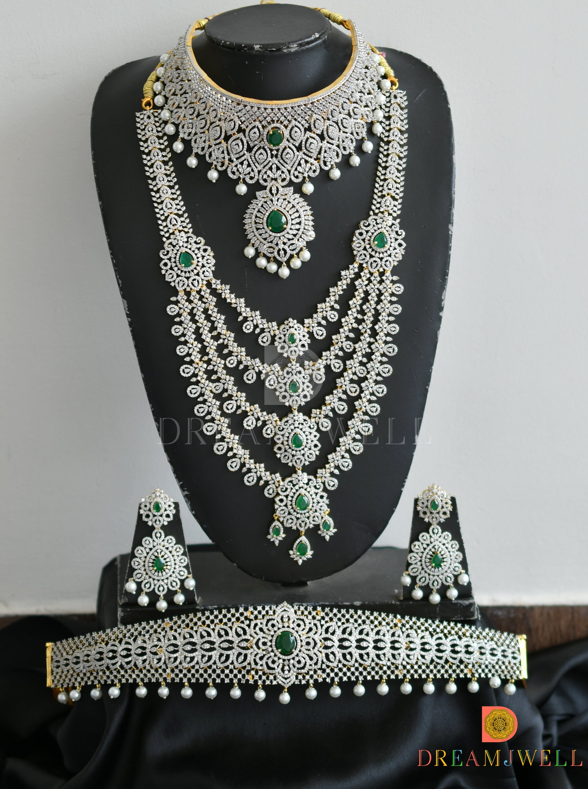 Reception white stone bridal jewellery outlet set